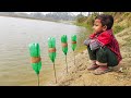 Best Fishing Video 2022 Traditional Boy Catching Big Fish With Plastic Bottle Fish Hook By River