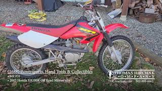 2003 Honda XR100R Off Road Motorcycle - Up For Auction
