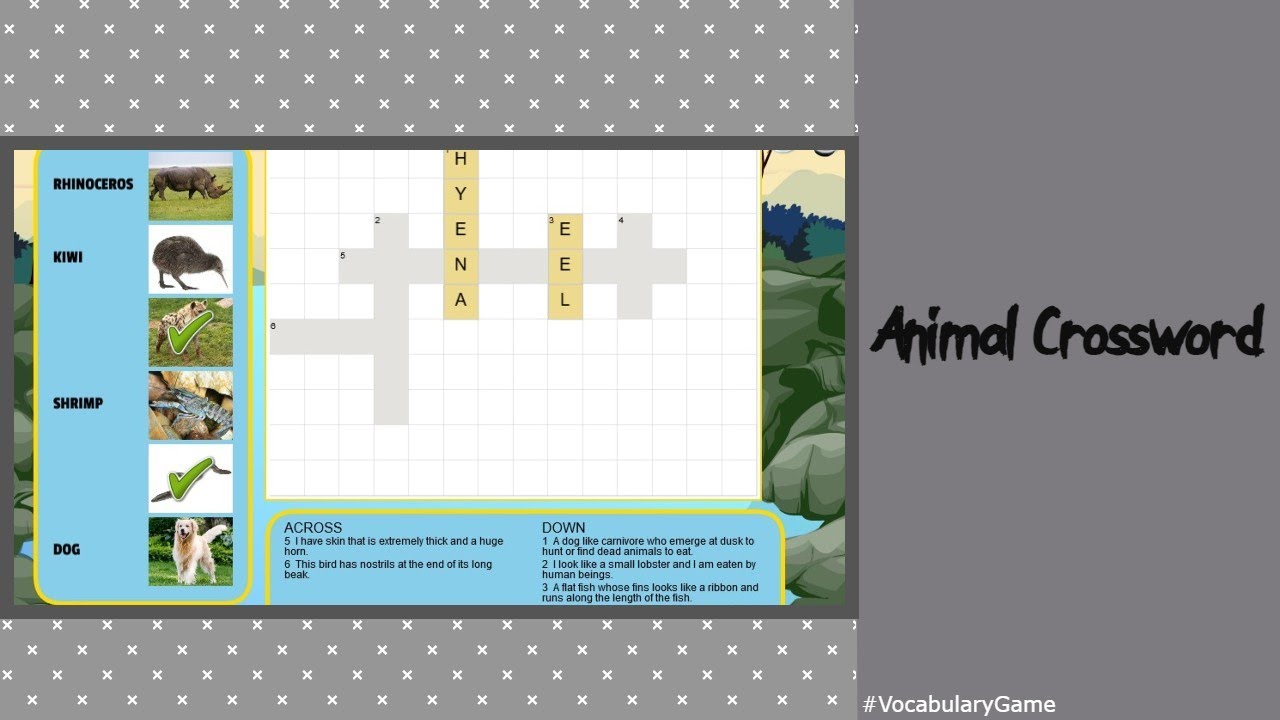 Animal Crossword - Vocabulary Game