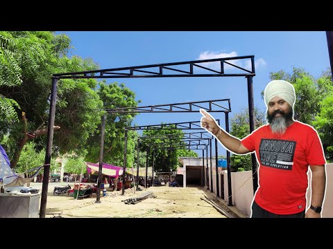 How to Install Pipe Pole for MS Metal Roofing Truss | शेड बनाते समय पोल एक लेवल में कैसे खड़े करें