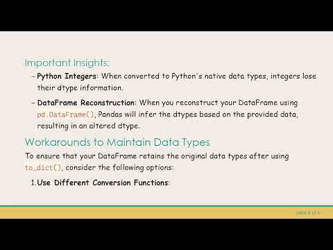 Understanding to_dict() in Pandas: Handling Data Type Changes from int32 to int64