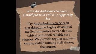 Sky Air Ambulance Service in Jamshedpur is Available with Entire Medication