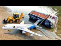 Tata Truck Lorry Accident Pulling Out Aeroplane Jcb Cartoon Video Tractor Cartoon Jcb Cartoon
