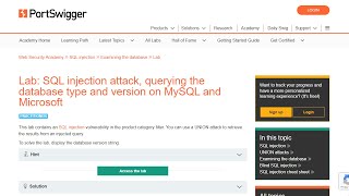 SQLi-7 @HMCyberAcademy SQL injection attack querying the database type & version on MySQL and Micros