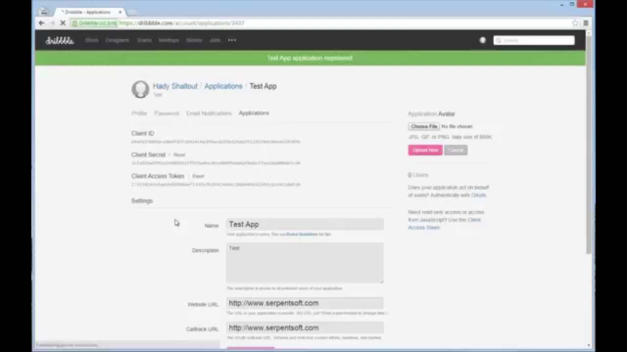 Create Dribbble App and Obtain API v1.0 Data