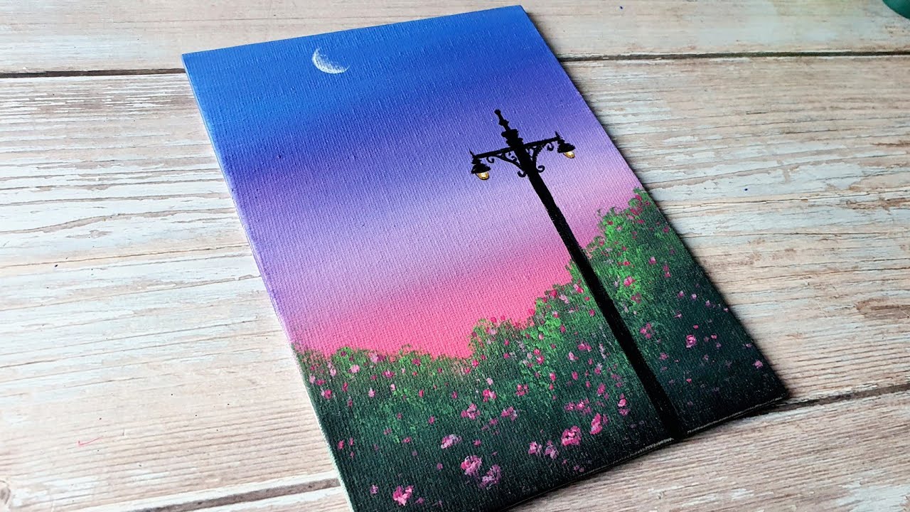 easy way to paint a night sky / easy acrylic painting ideas for beginners ✨️