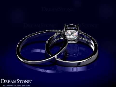 Brilliant Cut Split Shank Diamond Engagement Ring with Matching Band in 18K White Gold (1/2 ct. tw.)