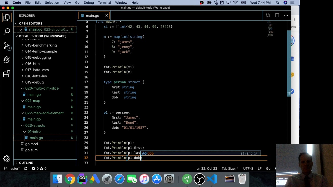 golang data structures - slice, map, struct