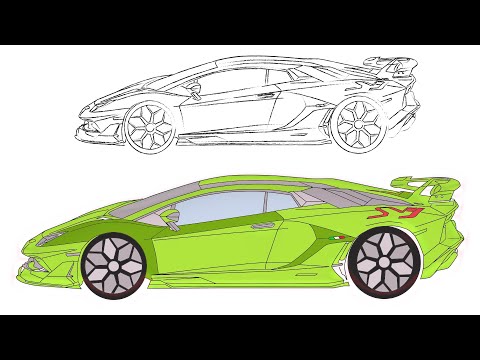 How to Create Digital Drawing Lamborghini Aventador SVJ 2019 Free Printable Coloring