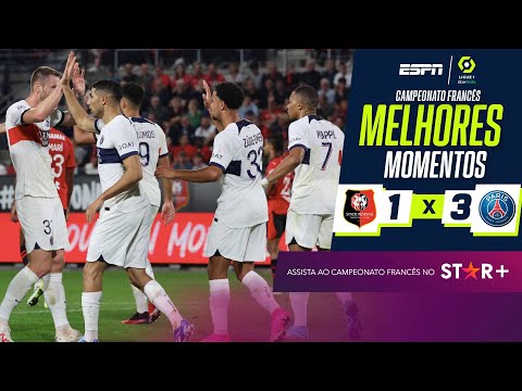 Gols e lances de Rennes x PSG
