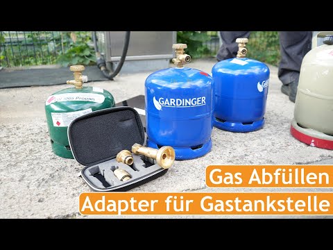 Gasflasche selbst befüllen an Gastankstelle | Wiederbefüllbare Propanflaschen im Ausland füllen