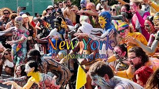 [4K] NYC Final Naked Bodypainting Day🎨 All nude painted hot summer in Union Square😳🤩 #nyc #walking