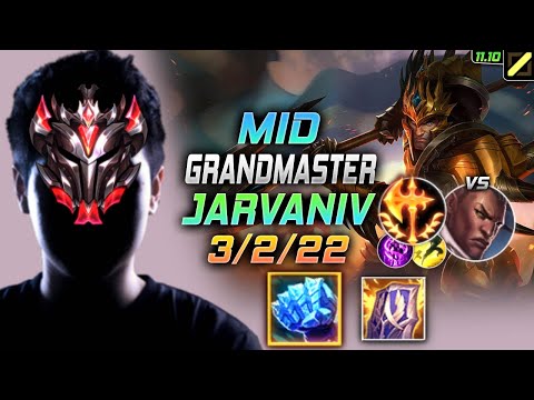 GrandMaster Jarvan IV MID vs Lucian - 천상계 미드 자르반 템트리 룬 서리불꽃 정복자 ジャーヴァンⅣ Джарван IV - LOL KR 11.10