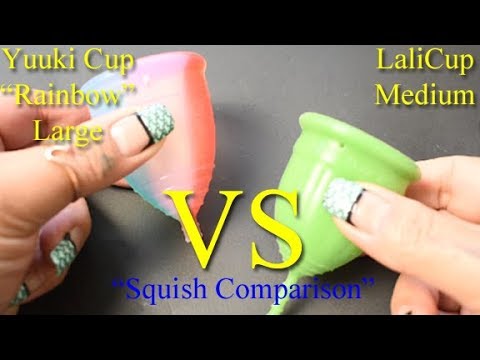 Yuuki Cup Rainbow LG vs LaliCup Med "Squish" - Menstrual Cups