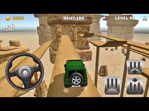 Mountain Climb 4x4: Green Jeep Wrangler Driving Impossible Stunts - Levels 91 to 93 Android Gameplay