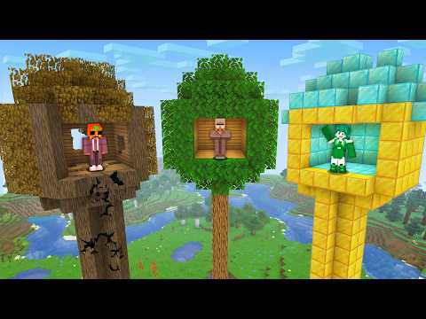 RICOS vs POBRE: Batalla de ARBOLES en Minecraft!