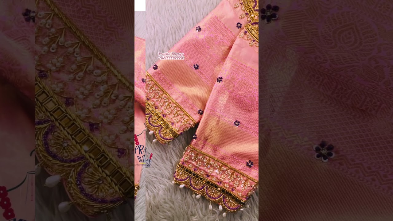 <p style="color: red">Video : </p>Latest baby pink tissue maggamwork blouse designs / Prabhablouses / maggamwork 2023-07-18