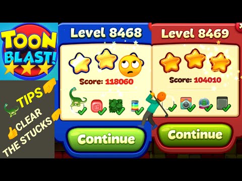 Toon Blast Level 8468 8469 🤺STUCK level🤛clear TRICK🦕