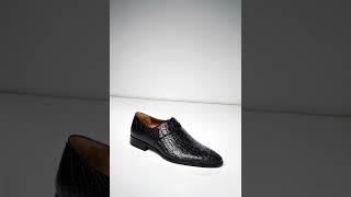 Men’s Navy Genuine Crocodile and Calfskin Leather Slip-On Dress Shoes video