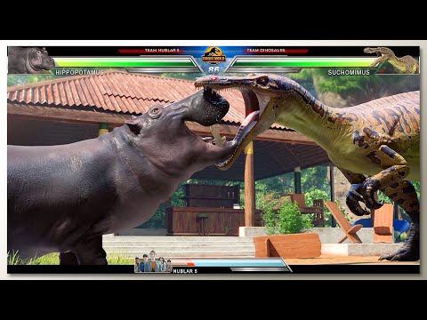 Suchomimus vs  Hippopotamus & Majungasaurus with Healthbars