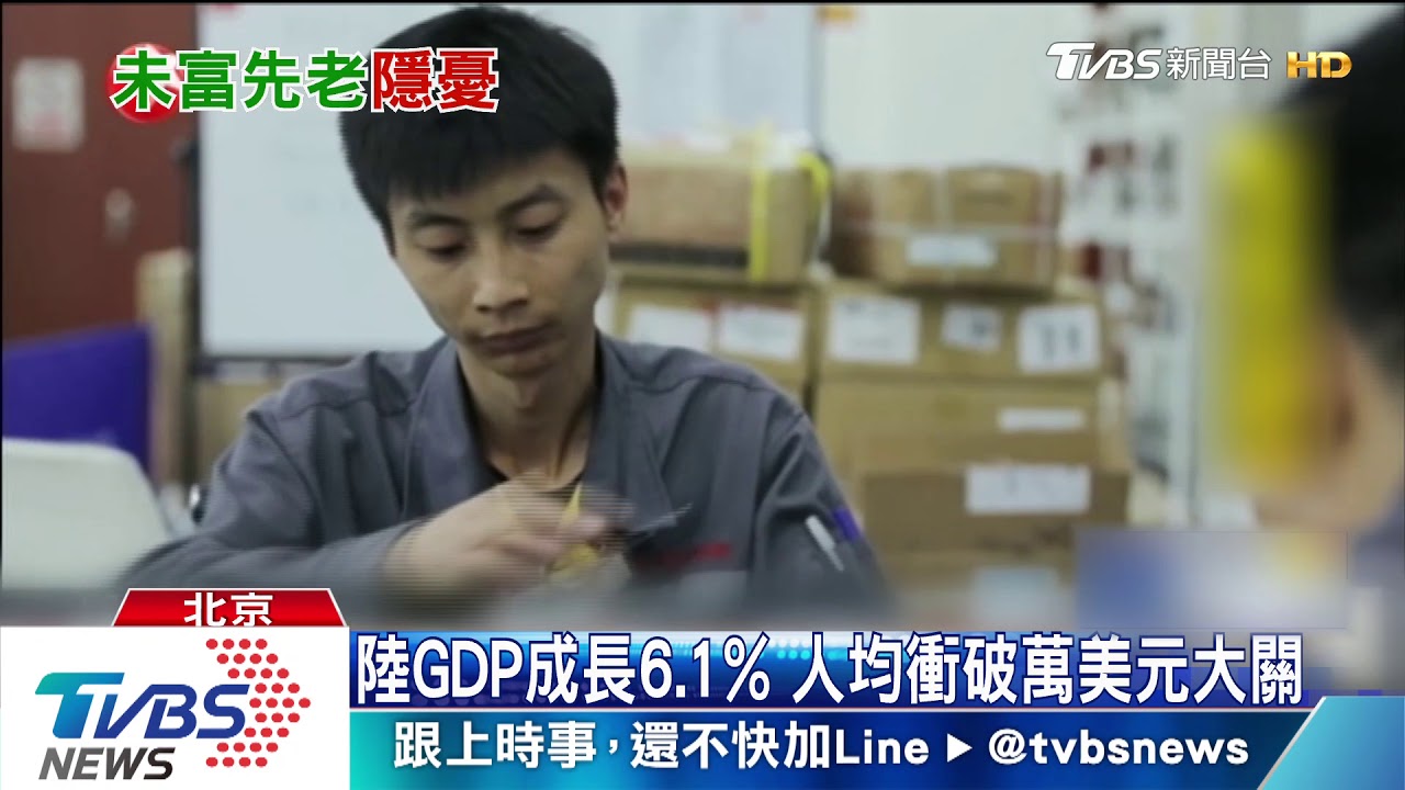 陸GDP成長6.1%　人均衝破一萬美元大關