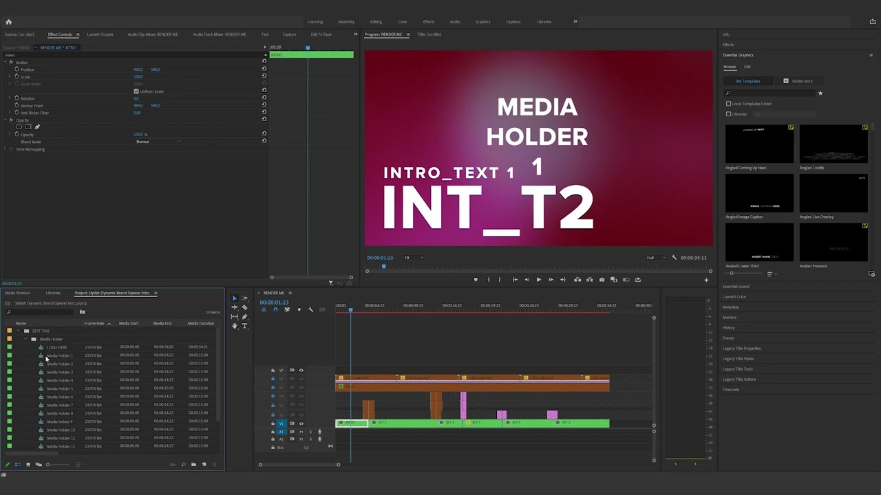 How to edit the Stylish Dynamic Brand Opener Intro in Premiere Pro