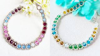 【DIY】Beaded Bicones Bracelet *Tutorial How to make bead Bracelet｜ビーズアクセサリー｜ハンドメイドアクセサリー｜ビーズステッチ｜串珠教程
