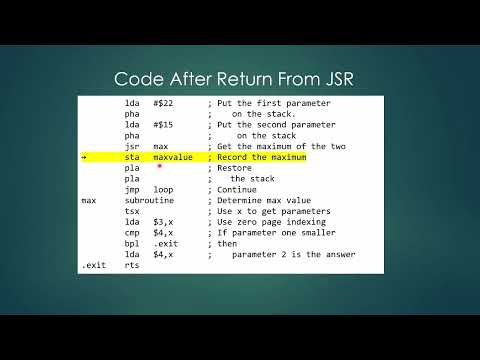 Push, Pull , and Pop on the 6502 (Lesson 6)  - Subroutines and the Stack