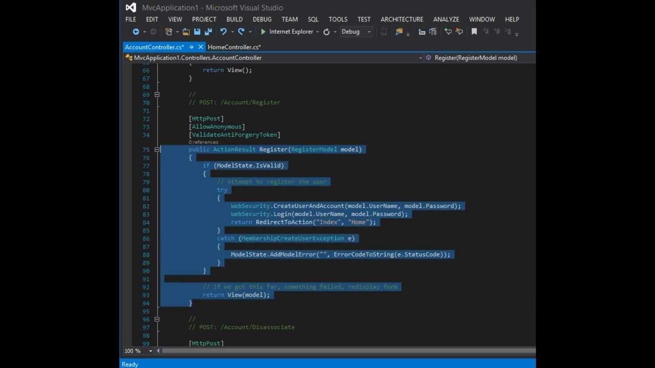 How to select code block in Visual Stduio ?