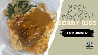 BEER BRAISED SHORT RIBS #beer #beef #risotto #spinach #food #foodie
