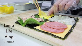 [韓国生活vlog] 折りたたみキンパ作り / ダイエット中の生理前爆食ウィーク / 韓国釜山在住日本人主婦の日常