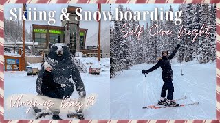 Skiing & SNOWBOARDING Fresh Powder Day at Sunshine Village & Cozy Self Care Night | Vlogmas Day 18