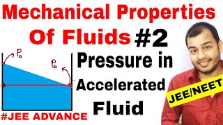 Class 11 chap 10 || Fluids 02 || Variation Of Pressure in an Accelerated Fluid  JEE MAINS / NEET ||