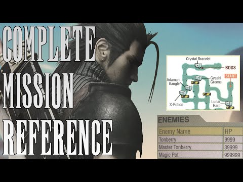 Complete Mission list! Tons of data and maps! All enemies materia weapons items Crisis Core Reunion