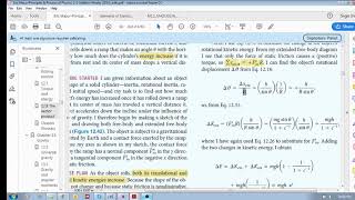 Chap 12. 7 - Torque and energy (b): Example 12.8 (energy increase of cylinder rolling down ramp)