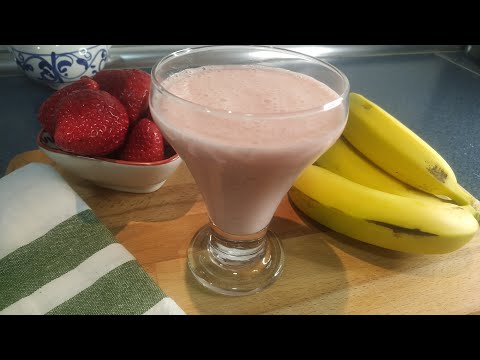 COMO HACER BATIDO DE FRESA Y PLÁTANO / EN CINCO MINUTOS / SUPER RICO