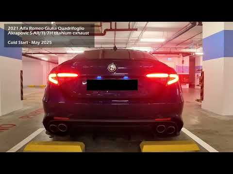 2021 Alfa Romeo Giulia Quadrifoglio / Akrapovic S-AR/TI/7H Titanium exhaust cold start.