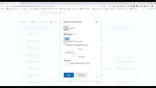 How teachers can set accommodations for students in the D2L Quiz tool