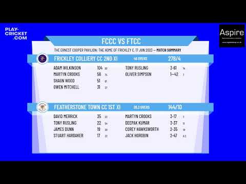 Pontefract & District CL - Division 2 - Frickley Colliery CC 2nd XI v Featherstone Town CC 1st XI