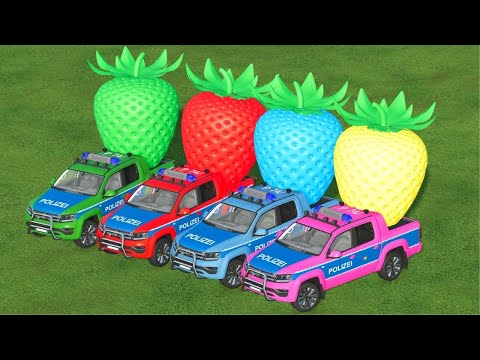 TRANSPORT GIANT COLORED STRAWBERRY WITH VOLKSWAGEN AMAROK - Farming Simulator 2023