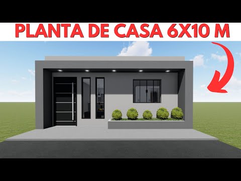 PLANTA DE CASA 6X10 METROS COM 2 QUARTOS | HOUSEPLANT | FLOORPLAN.