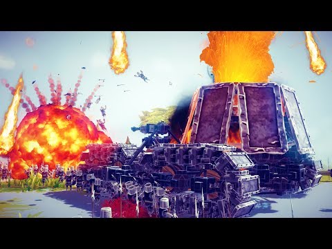 EXPERIMENTAL VOLCANO TANK BLOWS UP VILLAGE! Transformer + More - Besiege Workshop Creations Gameplay