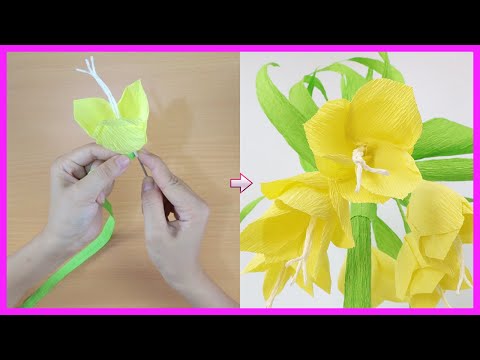How To Make  Fritillaria imperialis Paper Flower From Crepe Paper | DIY Paper Craft