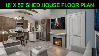 16' x 50' Shed House 2 Bedroom Floor Plan 800 Sq Ft