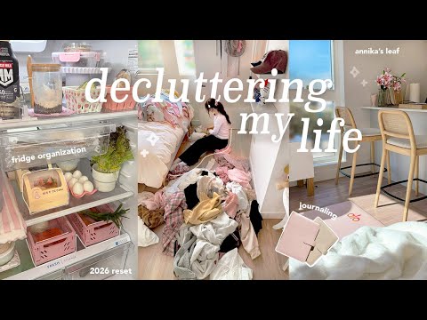 decluttering my life for 2026ᯓ✩🫧 aesthetic fridge organization, HUGE closet clean out, journal reset
