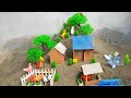 Diy How To Make Mini Village On Mountain House Of Animals Cow Shed Make A Pond For Ducks