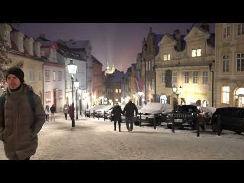 Walking On Cobblestone Street Under Prague Castle Is Very Challenging During The Winter