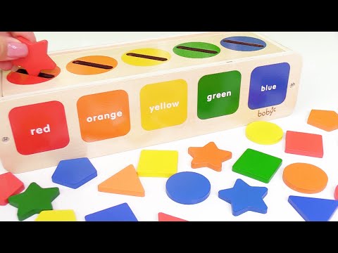 Learn Shapes and Colors with Shape Sorter and Matching Wooden Toy Toddler Learning Video - YouTube