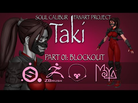 💗Taki, Soul Calibur Fanart Project, part 1: Blockout  (4x timelapse)