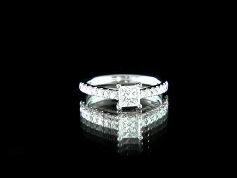 Princess Cut Diamond Side Stone Engagement Ring PR1006